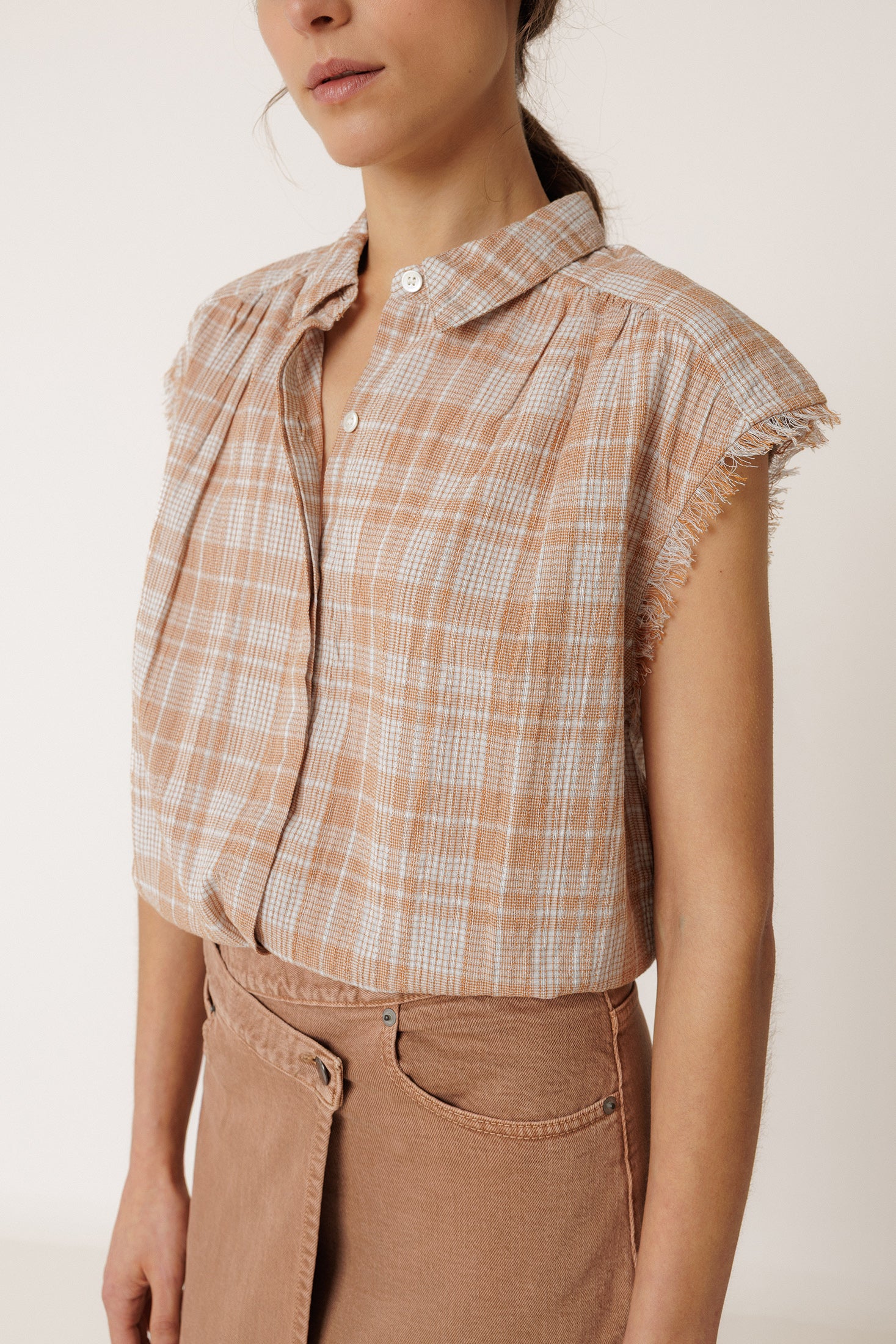 Frayed Cotton Shirt - Rust