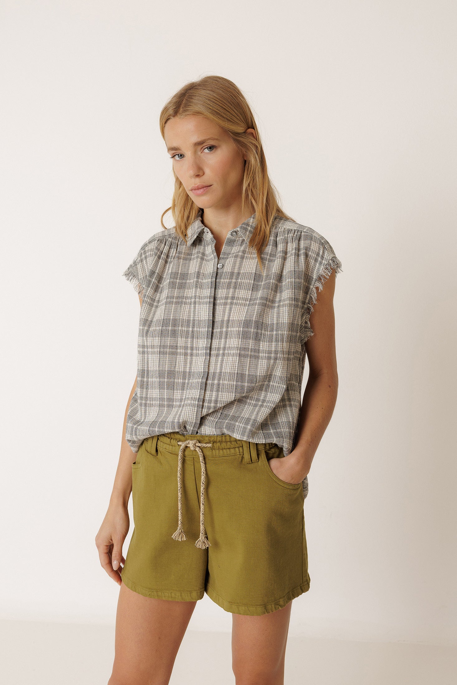Frayed Cotton Shirt - Charcoal