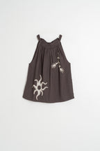 Top halter bordado - Carbón