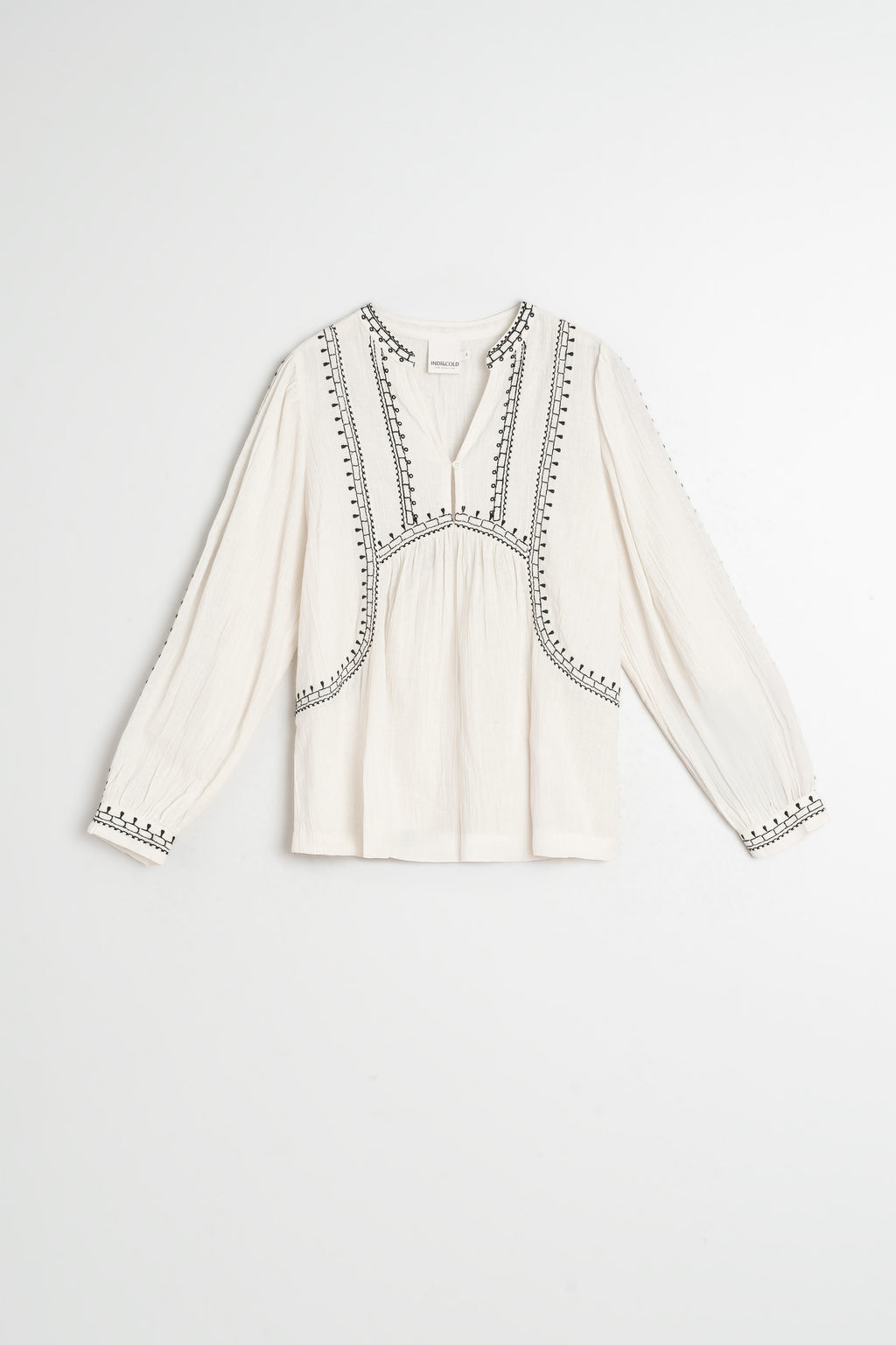 Blusa con bordado étnico - Crudo