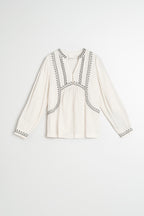 Blusa con bordado étnico - Crudo