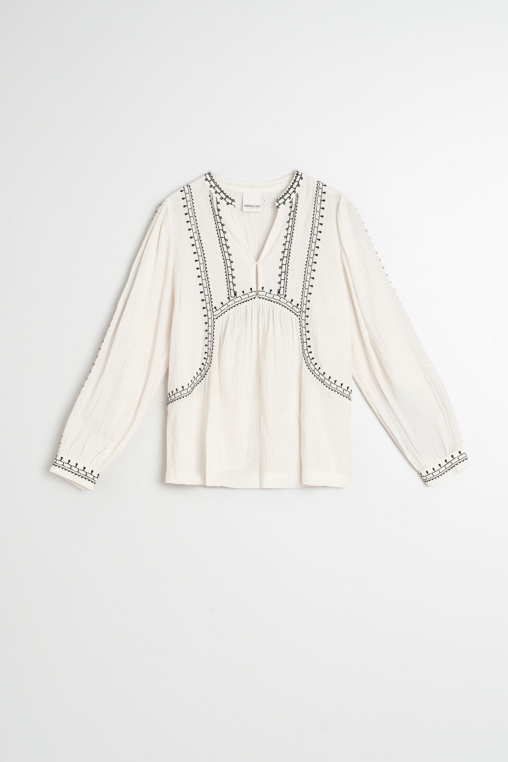 Blusa con bordado étnico - Crudo