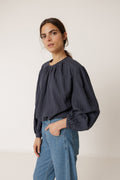 Double Gauze Blouse - Navy Blue