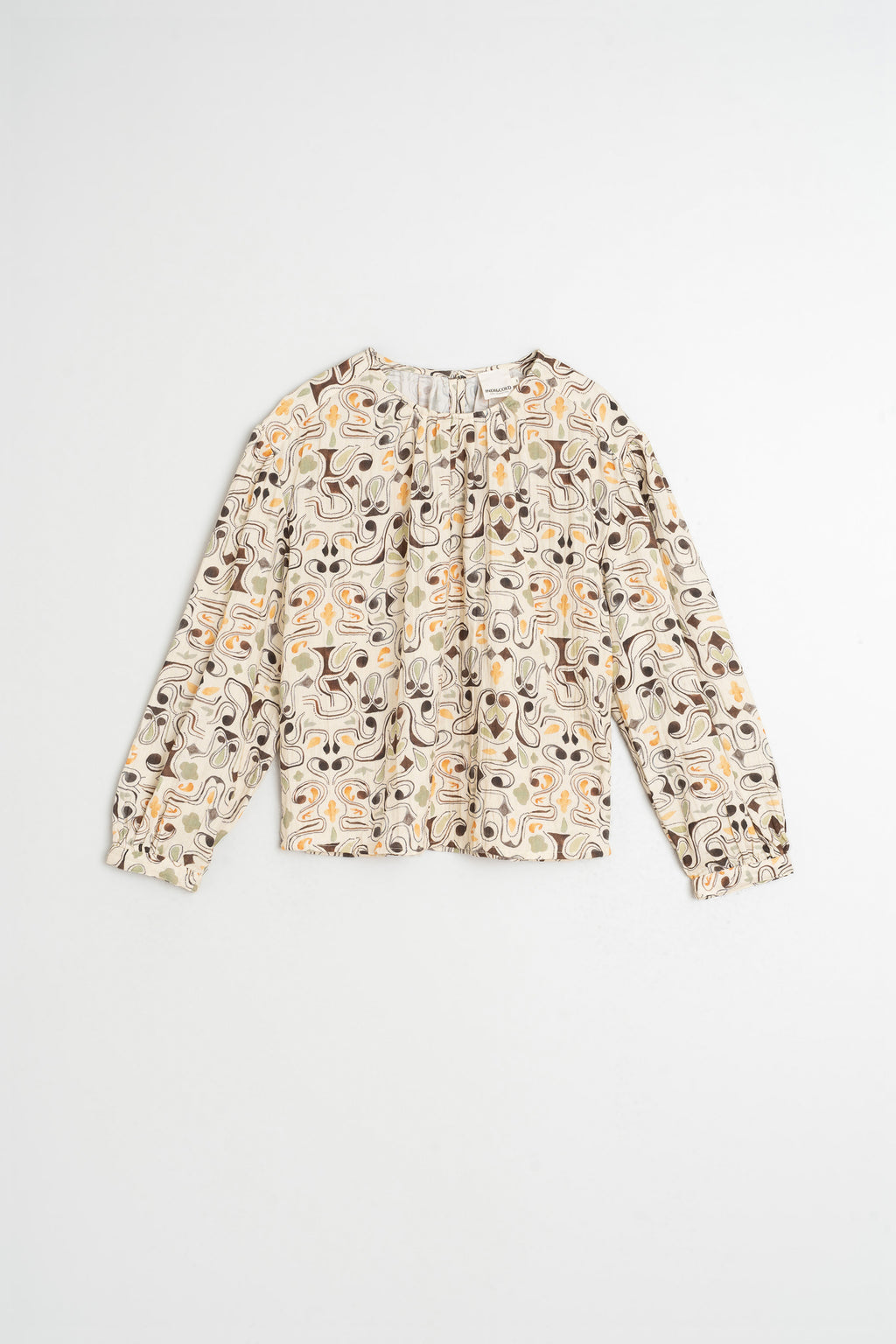 Printed Double Gauze Blouse - Chocolate