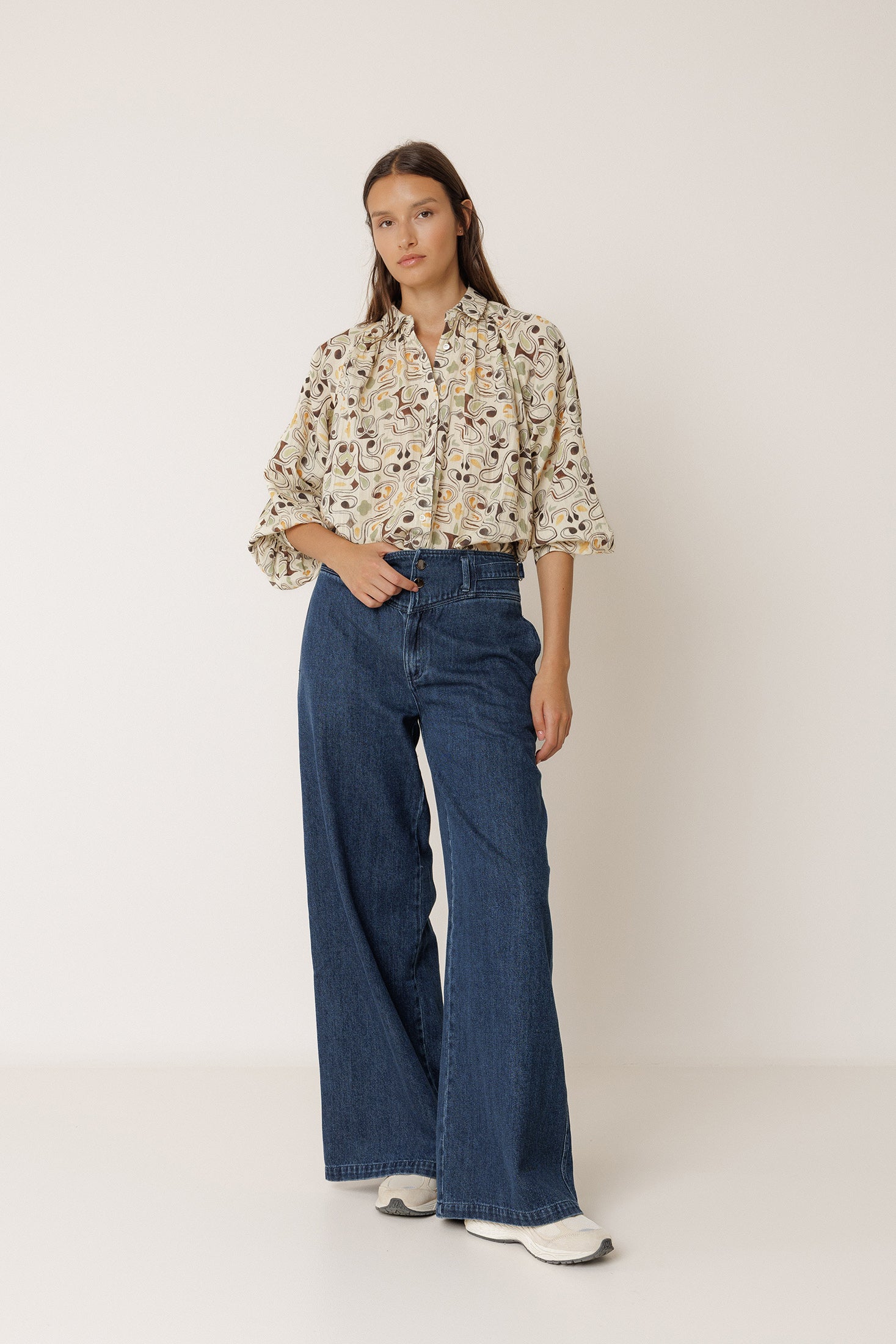 Printed Double Gauze Shirt - Chocolate