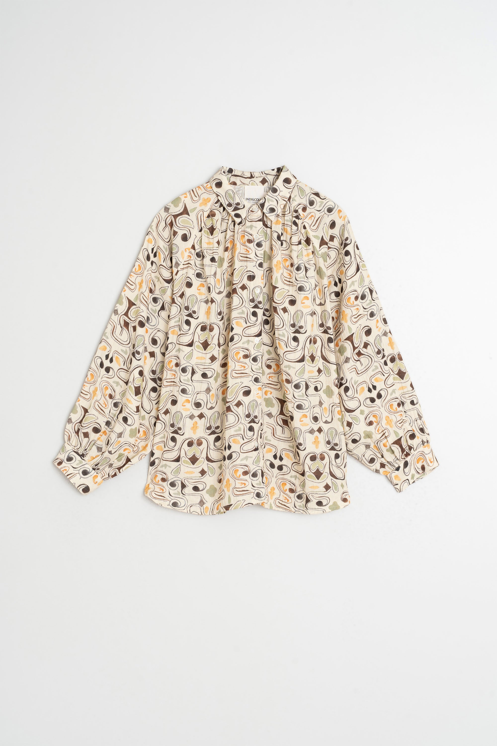 Printed Double Gauze Shirt - Chocolate