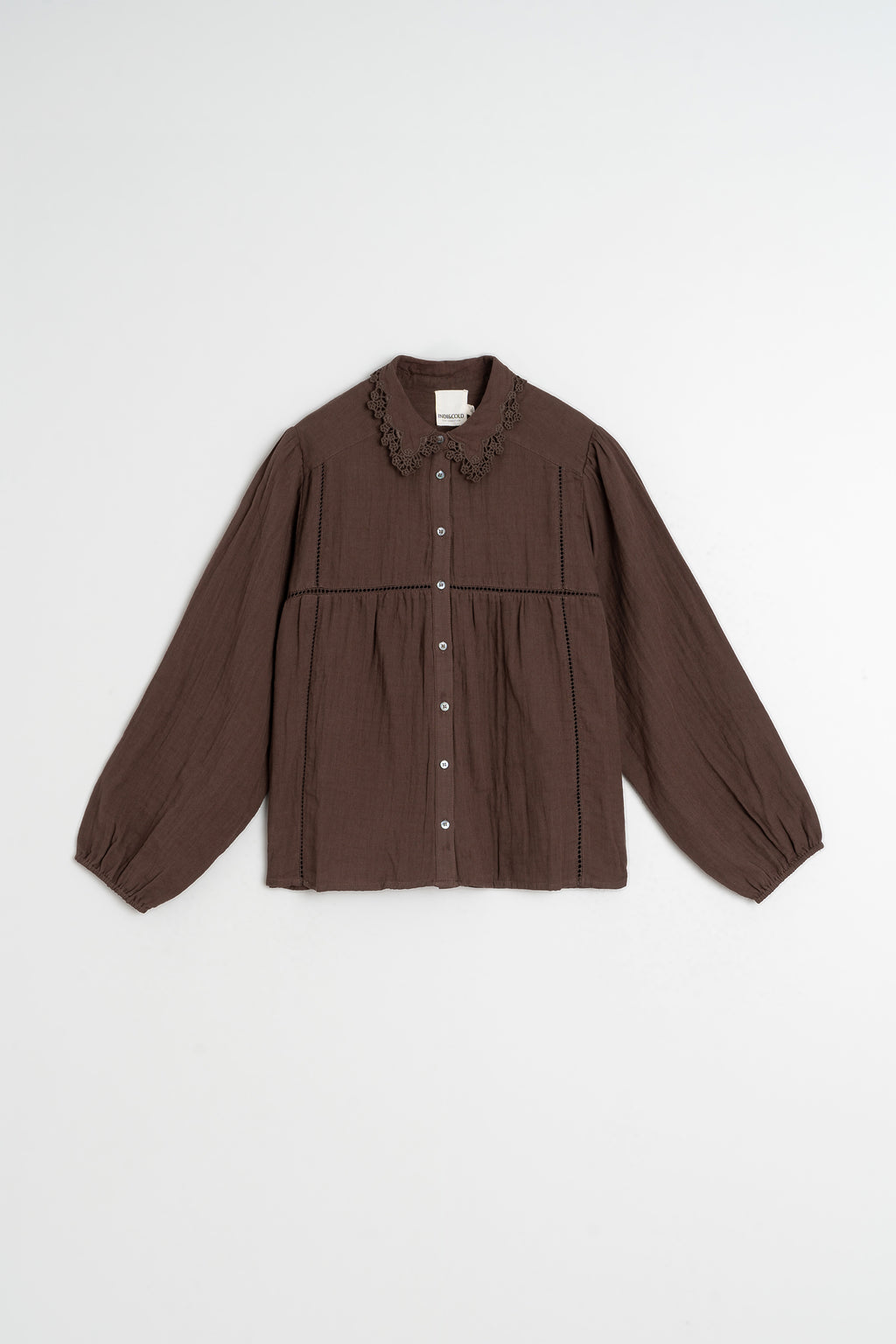 Chemise À Encolure Crochetée - Chocolat