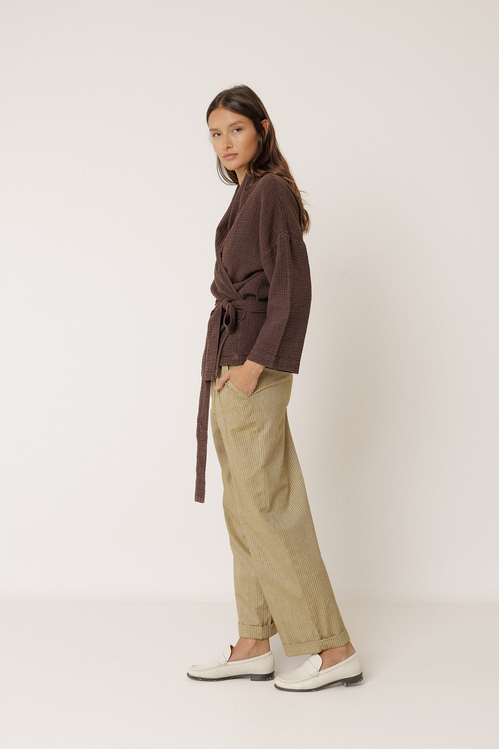 Kimono En Double Gaze - Chocolat
