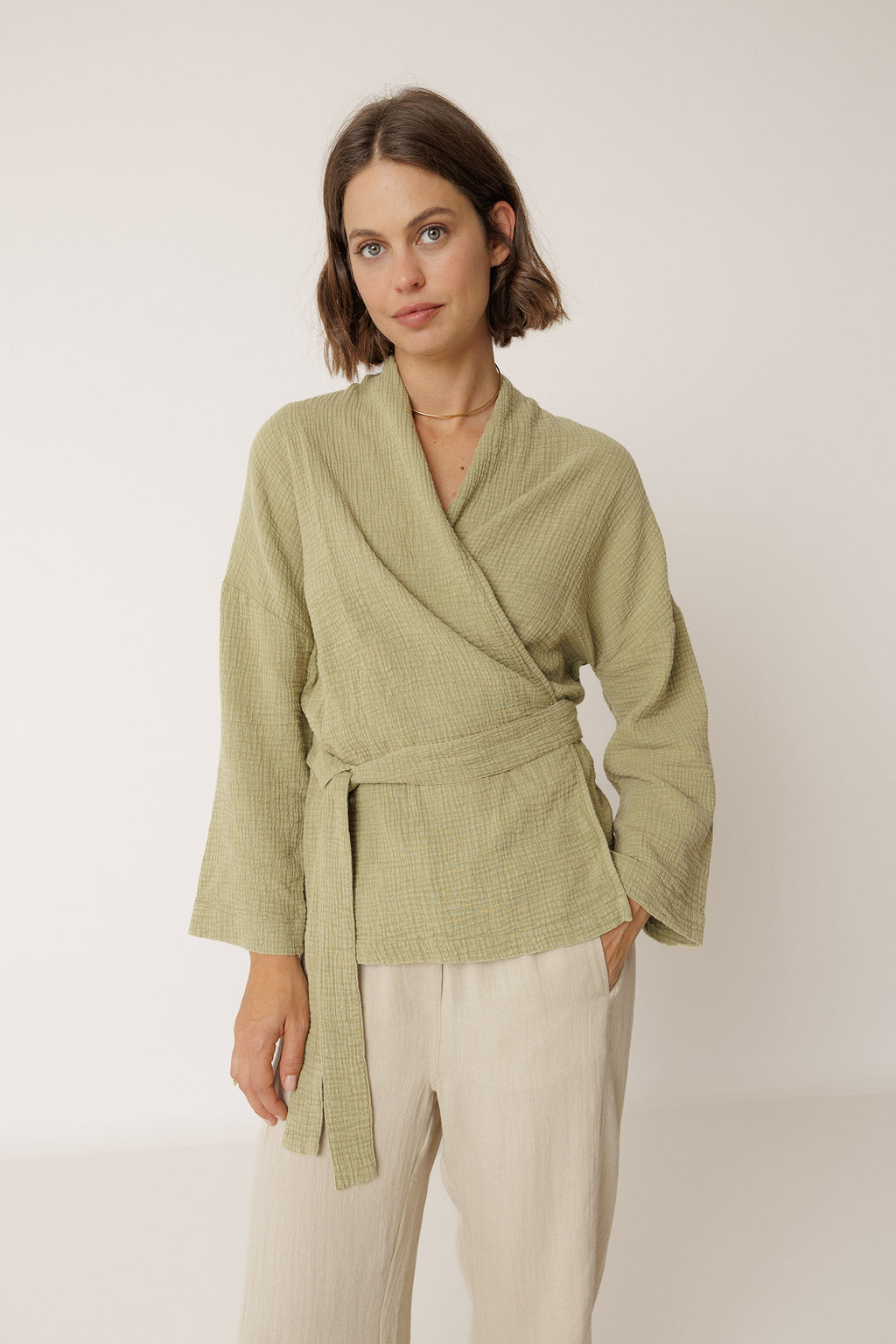 Double Gauze Kimono - Aloe