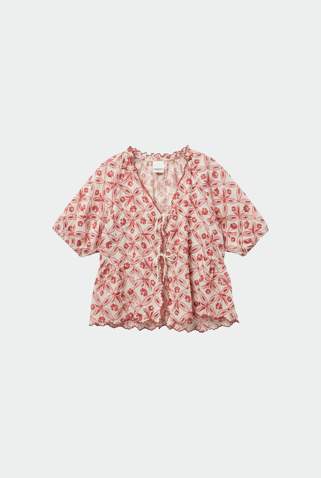 Camisa estampada vintage para anudar - Roja