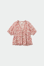 Camisa estampada vintage para anudar - Roja