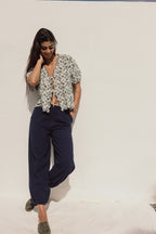 Chemise Imprimée Vintage À Nouer - Charbon