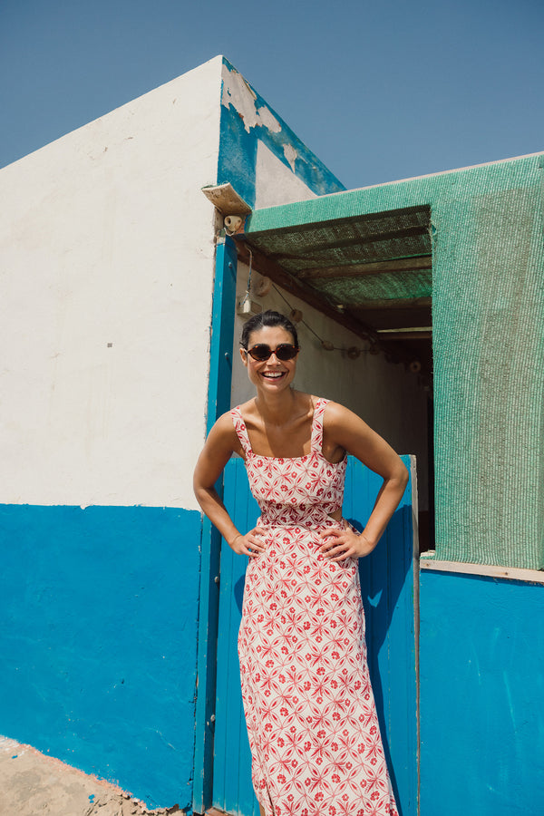 Vestido con espalda descubierta - Rojo
