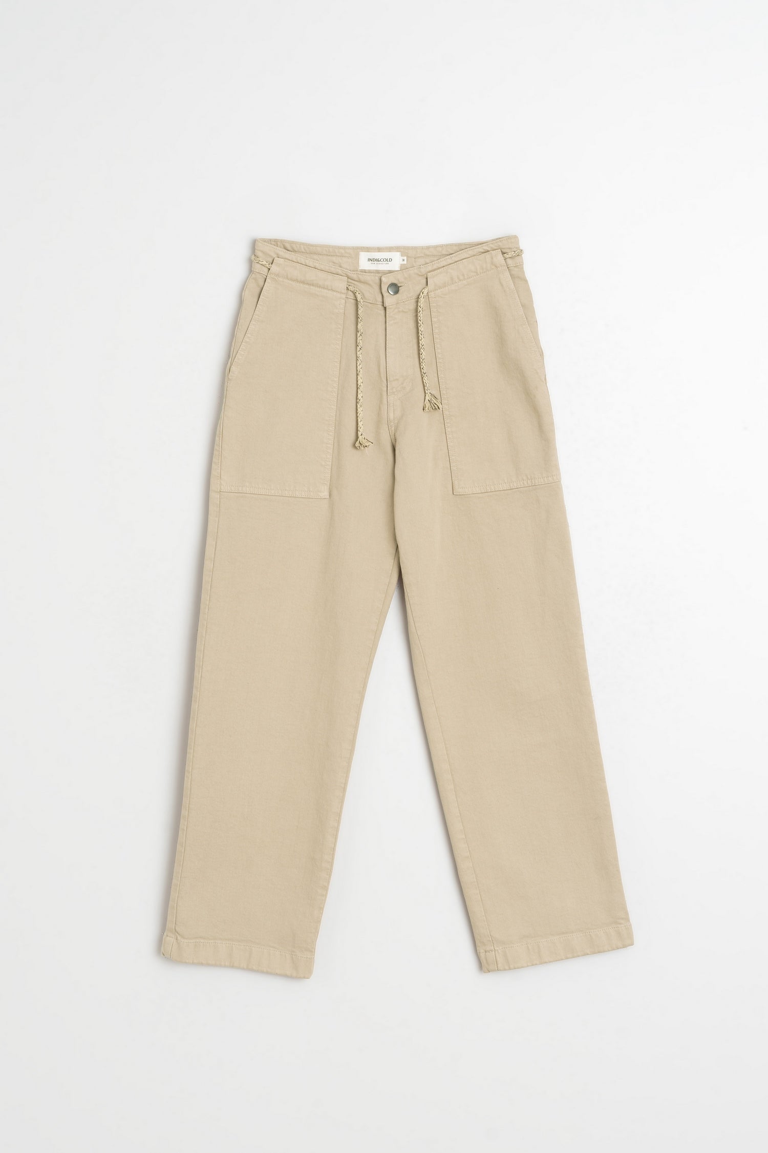 Straight-Leg Drawstring Trousers - Sand