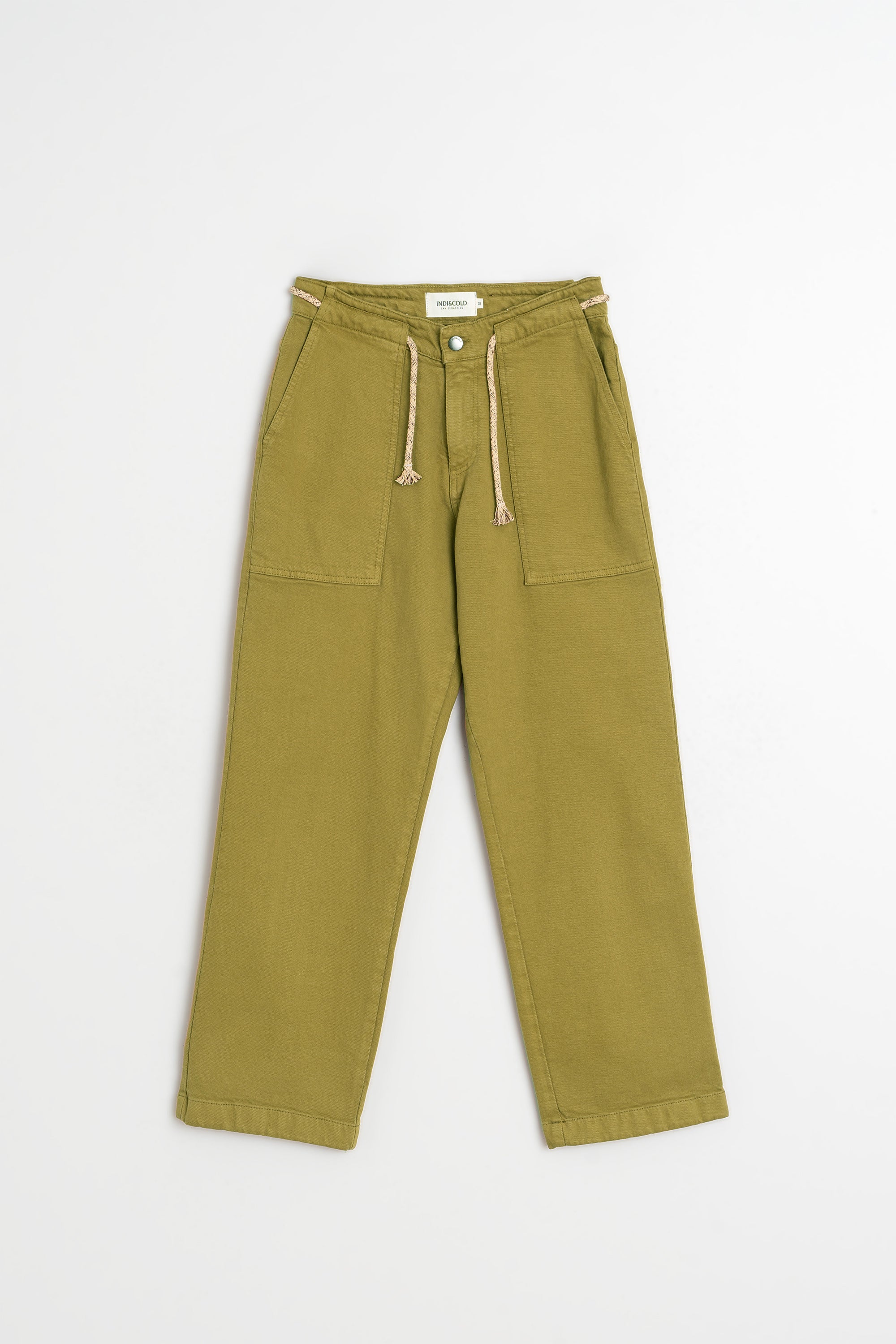 Pantalon Droit À Cordon - Kaki
