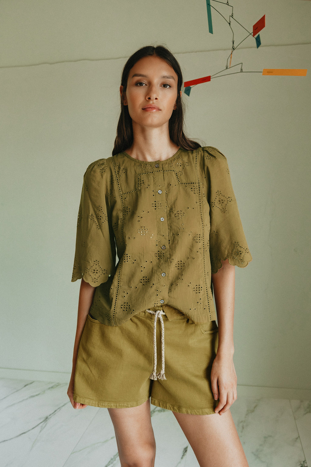 Elasticated Drawstring Waist Shorts - Khaki