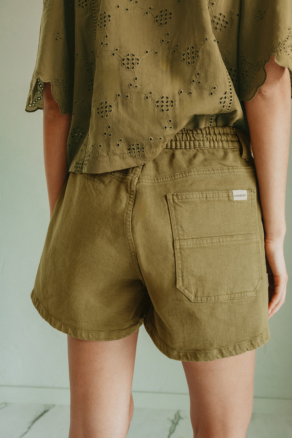 Elasticated Drawstring Waist Shorts - Khaki