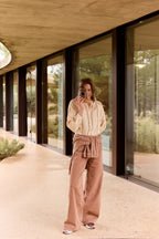 Crossover Waistband Trousers - Pink