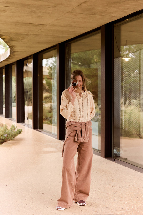Pantalón con Cinturón Cruzado - Rosa