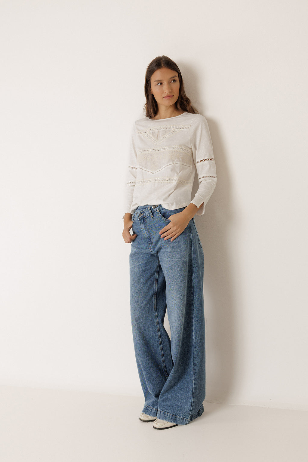 Cross-Waist Trousers - Denim