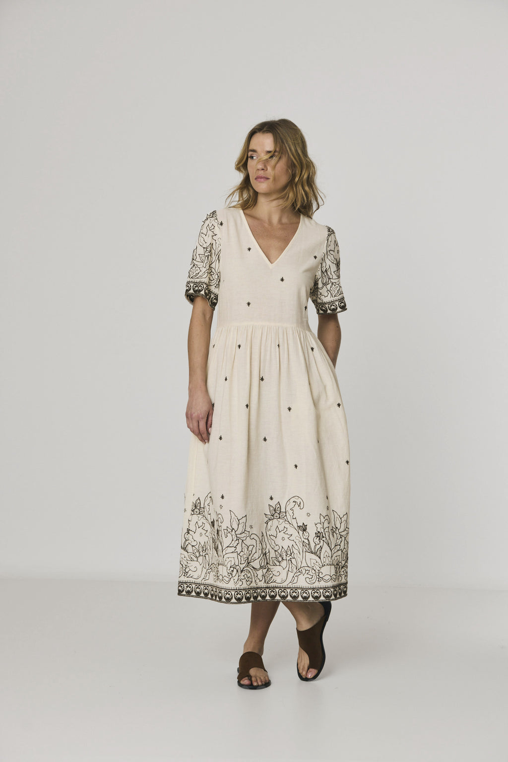 Embroidered Dress - Ecru