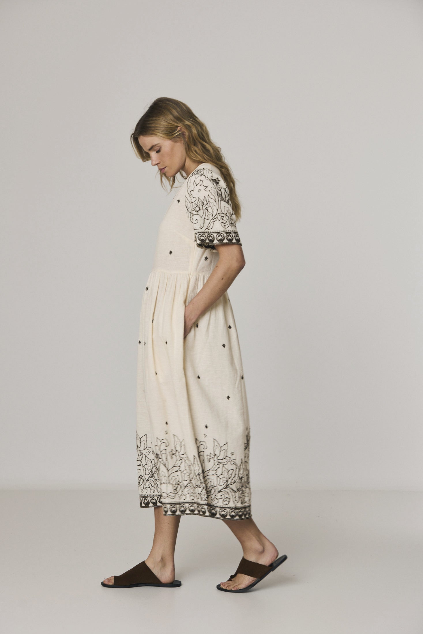 Embroidered Dress - Ecru