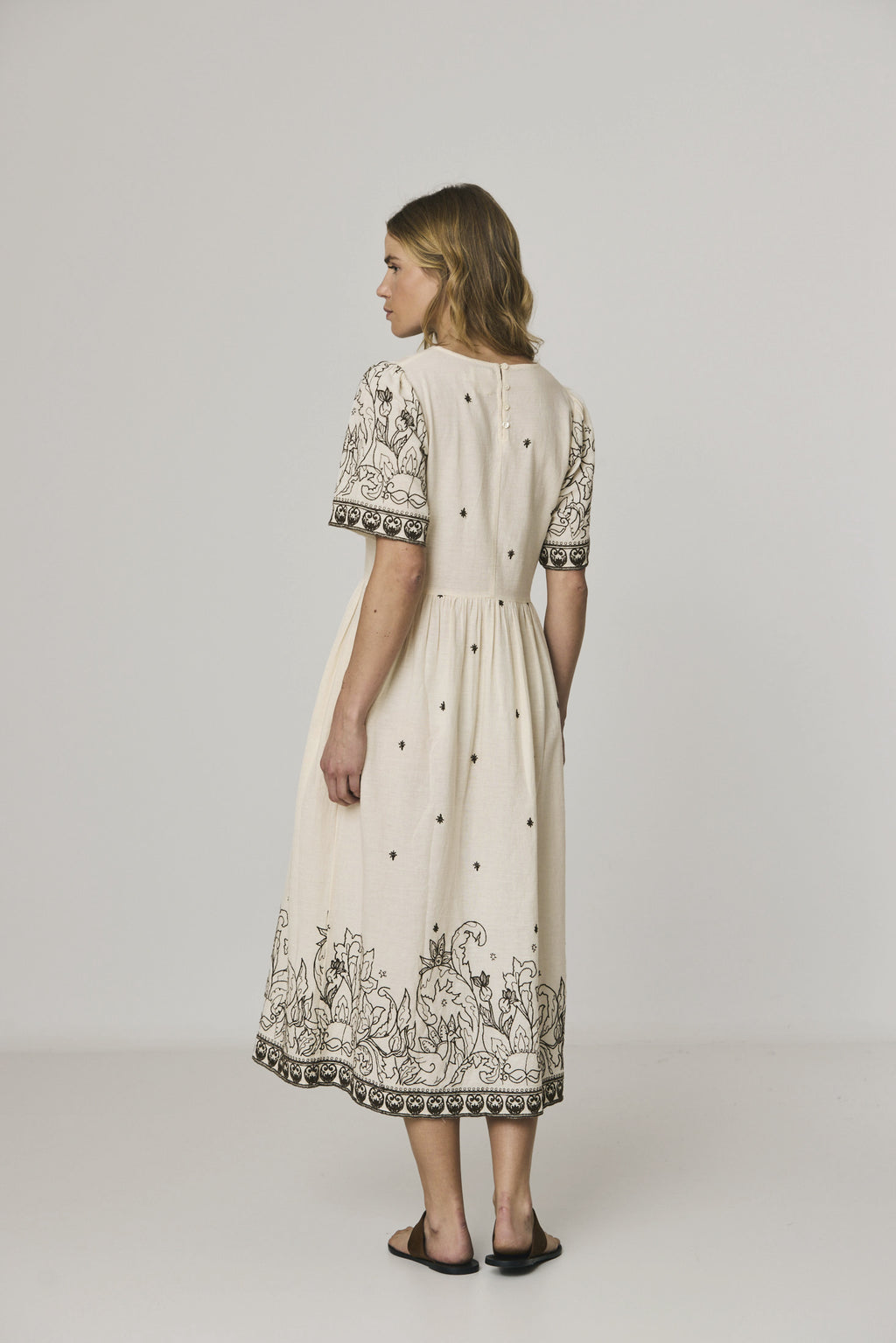Embroidered Dress - Ecru