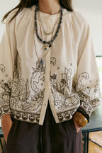 Blusa con Bajo Floral - Crudo