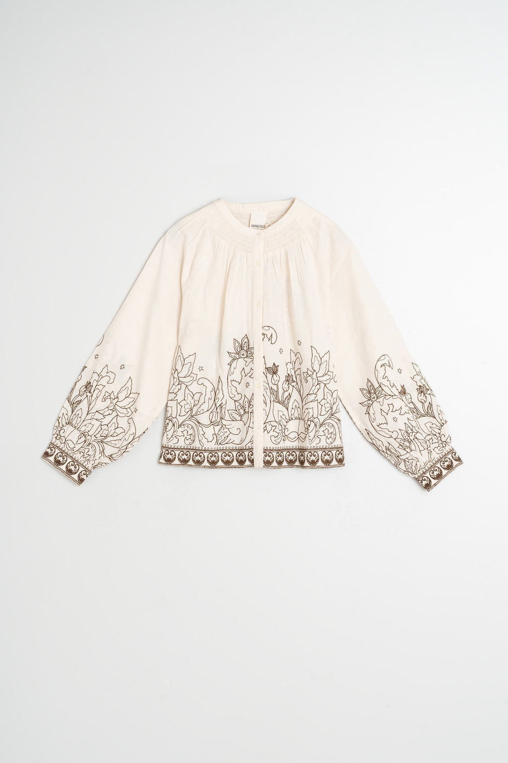 Blusa con Bajo Floral - Crudo