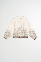 Blusa con Bajo Floral - Crudo