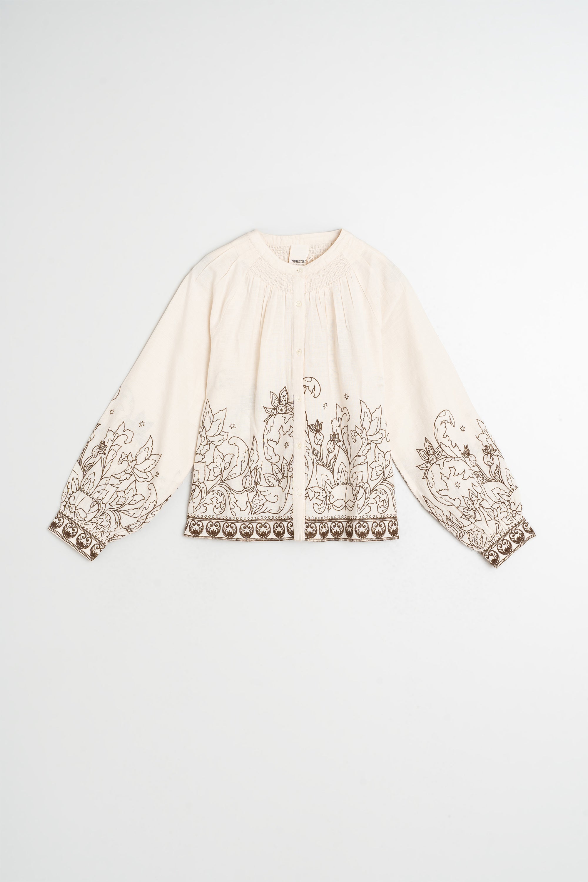 Blusa con Bajo Floral - Crudo