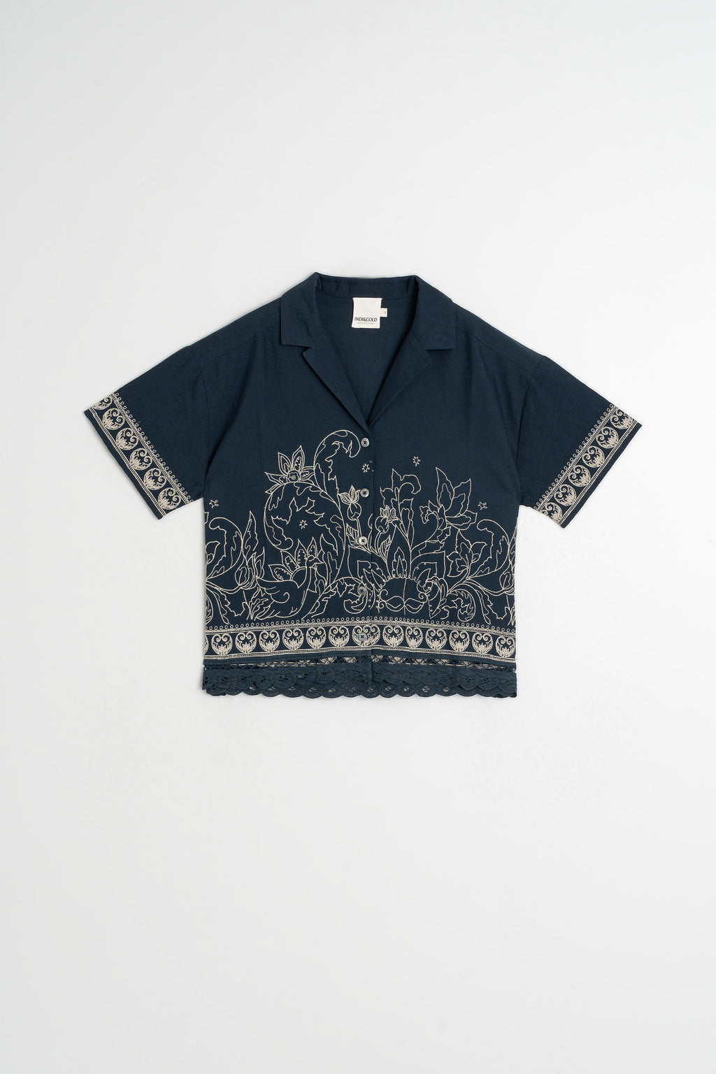 Camisa con Bordado en Contraste - Azul Marino
