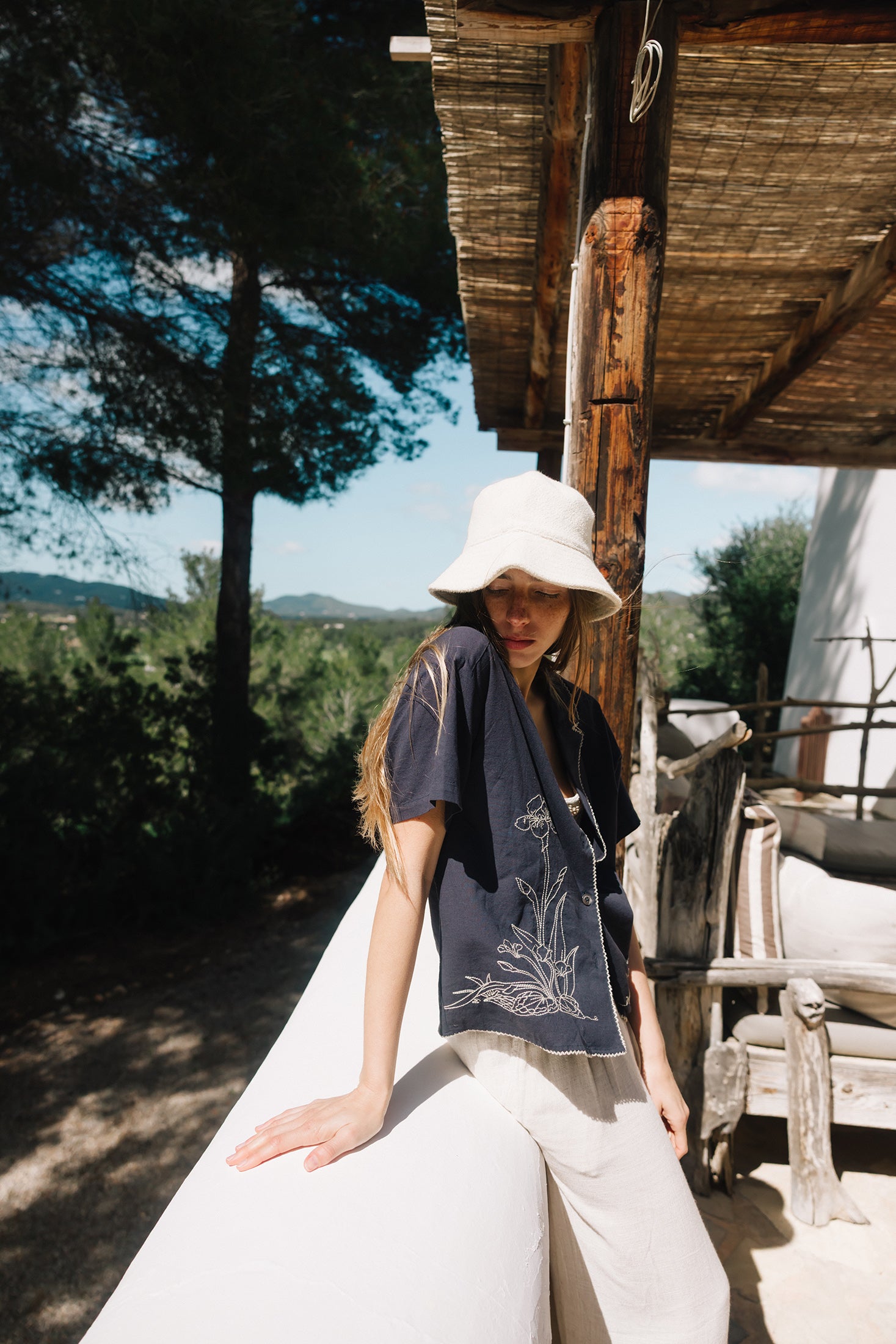 Chemise Longue Brodée - Bleu Marine