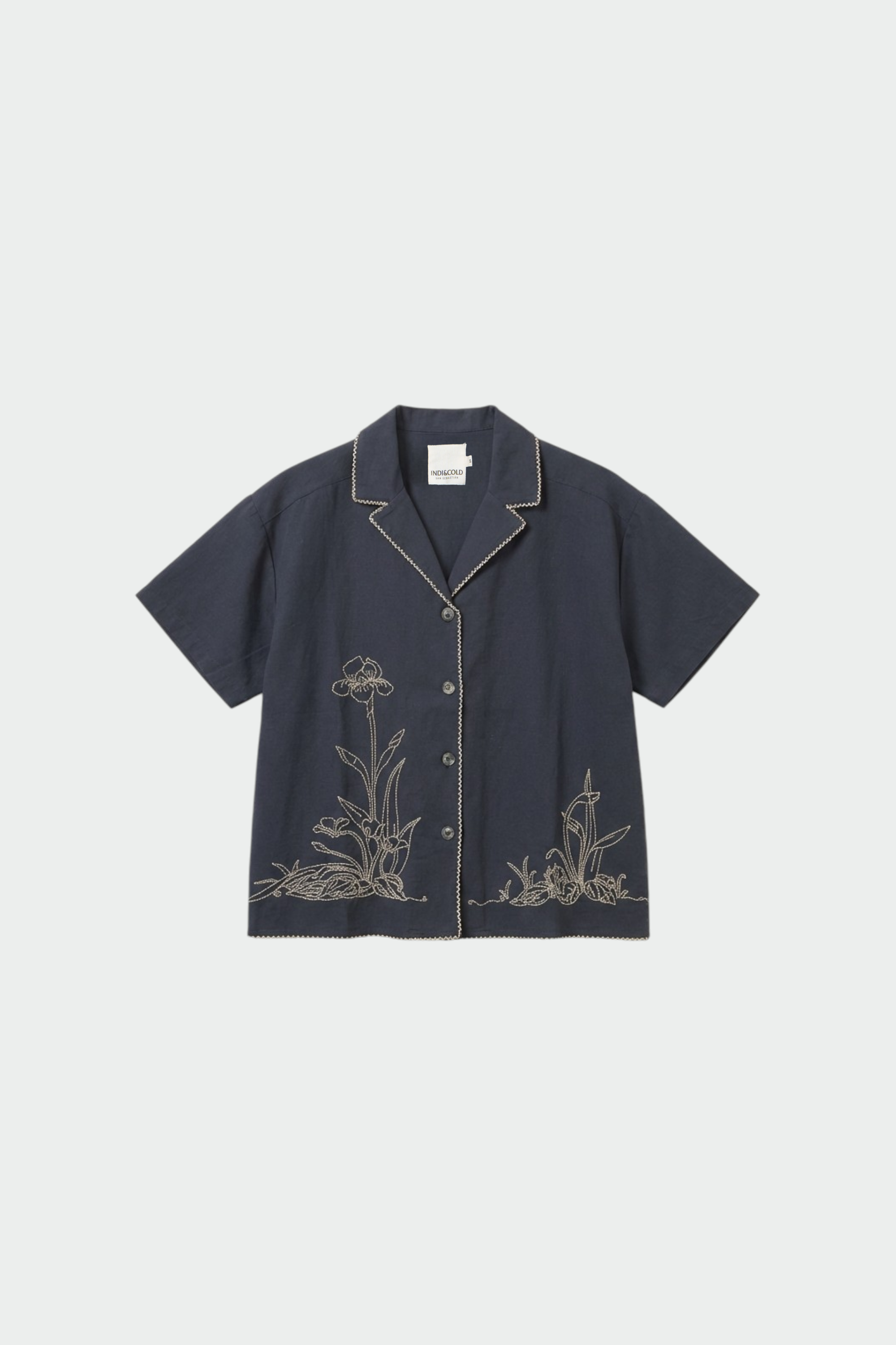 Chemise Longue Brodée - Bleu Marine