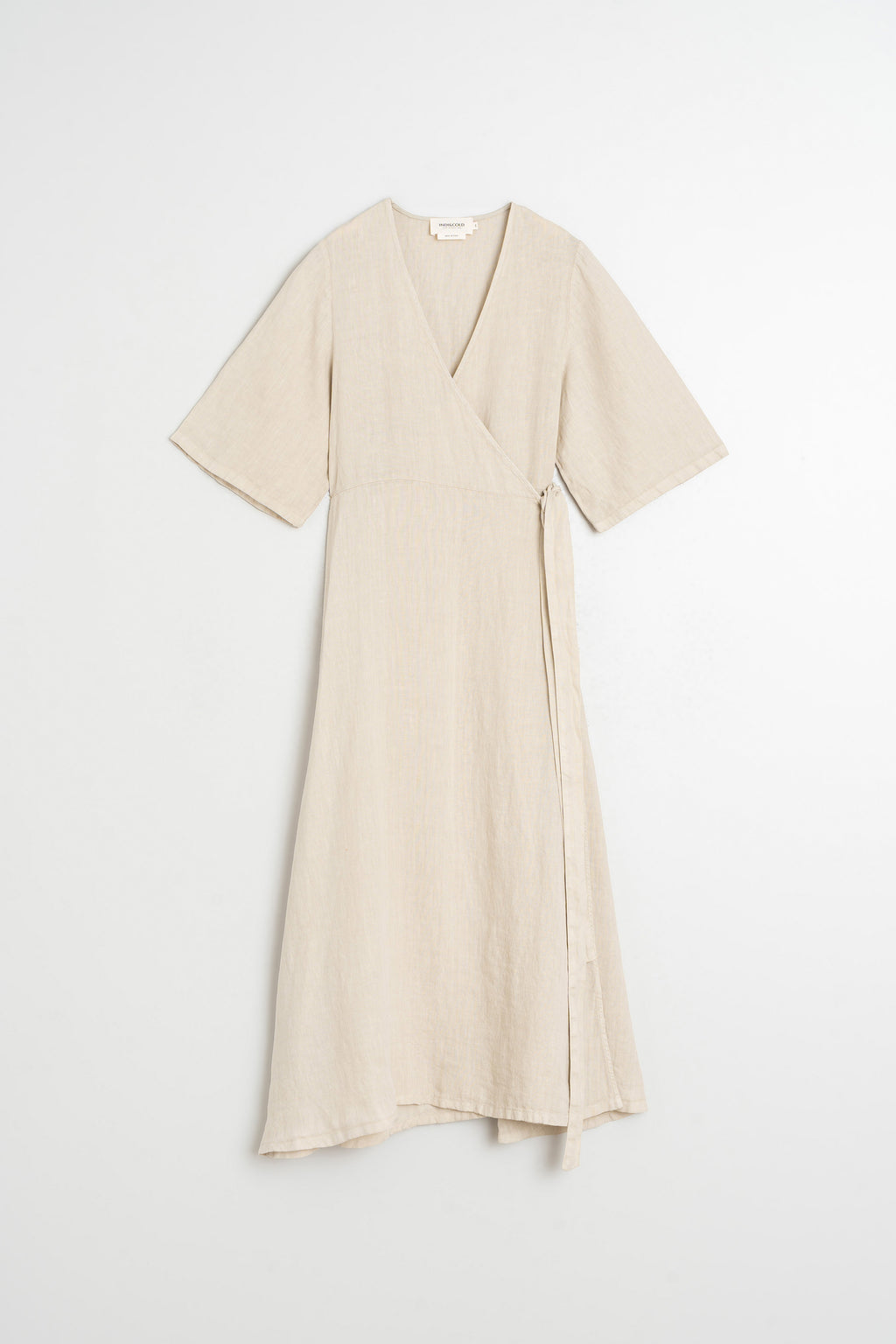 Vestido Cruzado de Lino - Piedra