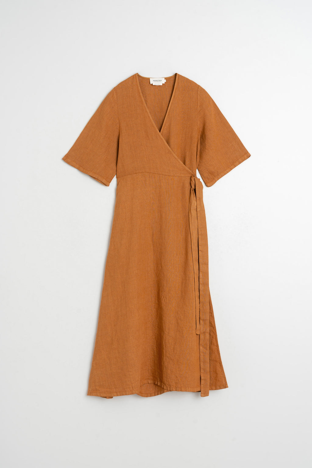 Linen Wrap Dress - Rust