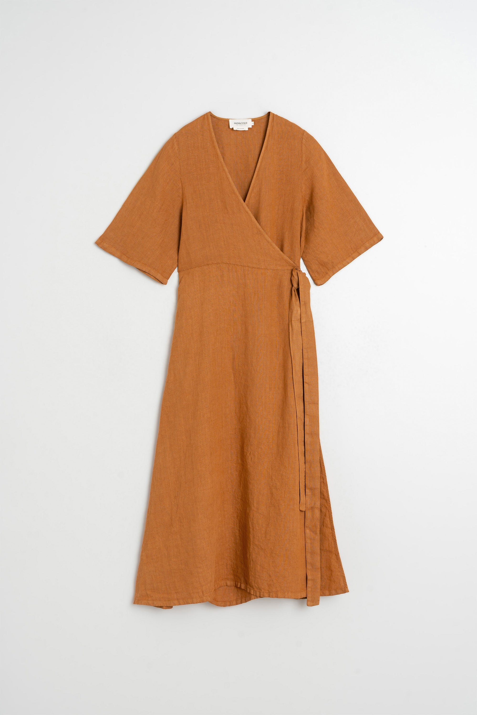 Linen Wrap Dress - Rust