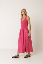 Combined Poplin Dress - Strawberry