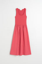 Combined Poplin Dress - Strawberry