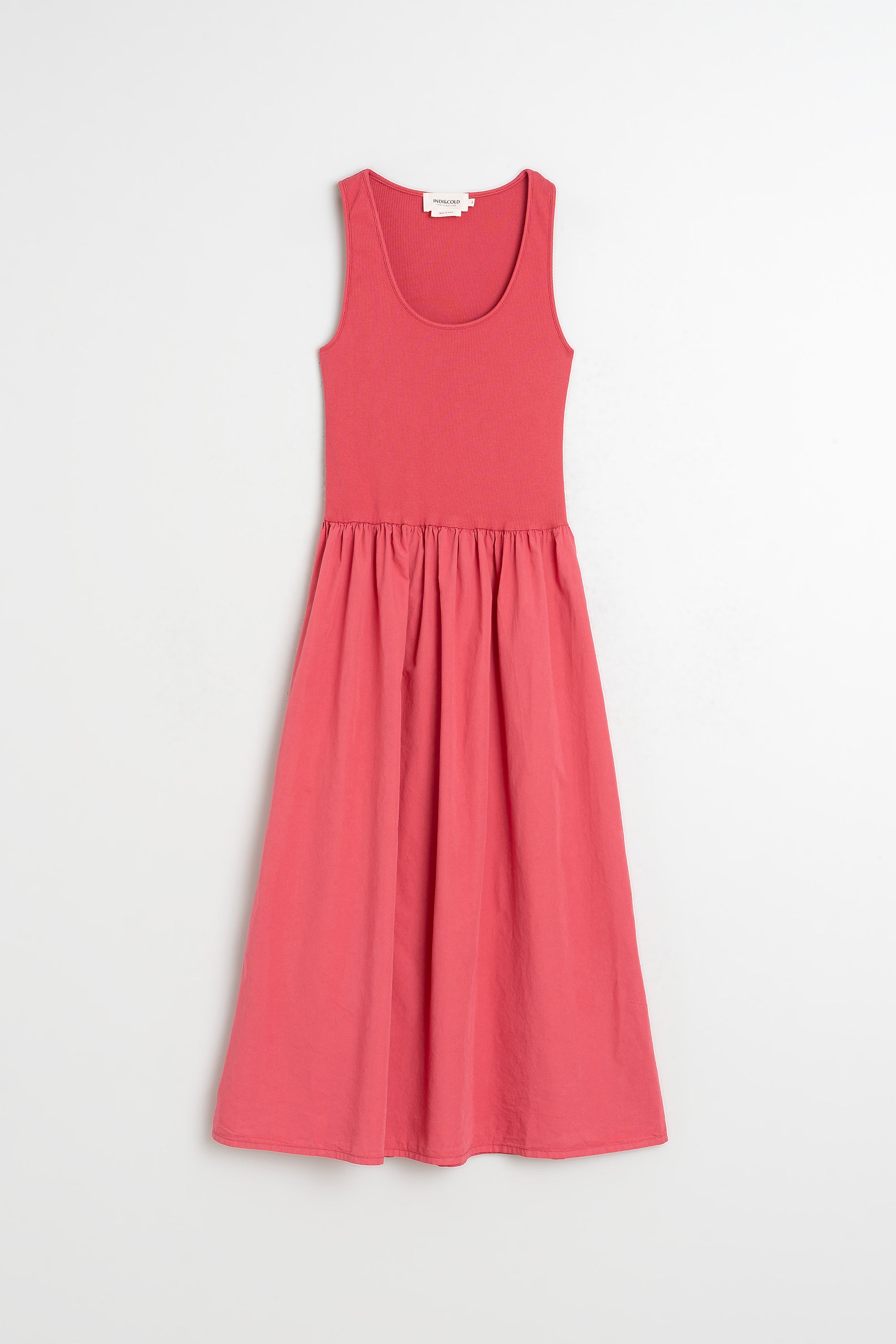 Combined Poplin Dress - Strawberry
