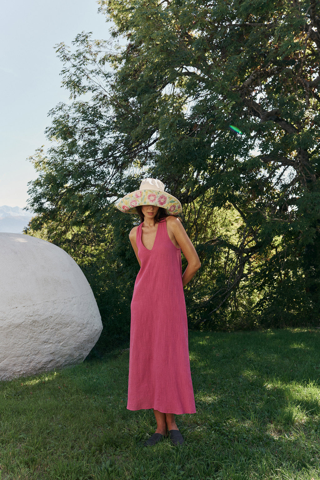 Long Crêpe Dress - Lychee