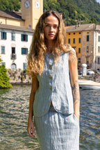 Striped Linen Waistcoat - Ice