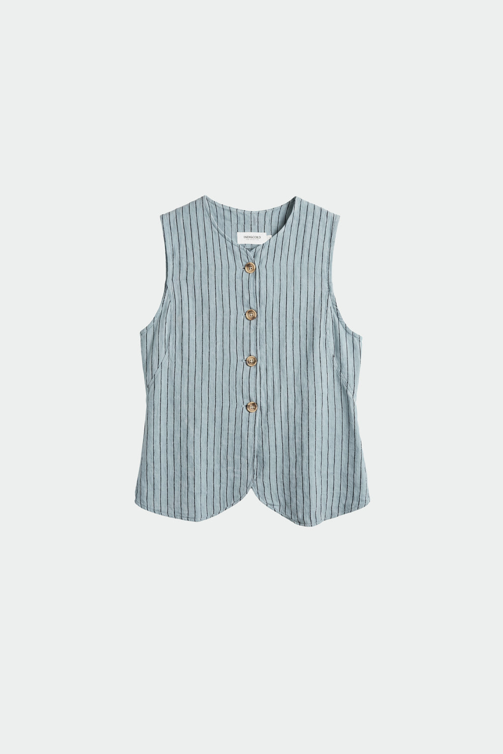 Striped Linen Waistcoat - Ice
