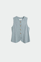 Striped Linen Waistcoat - Ice