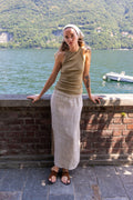 Striped Linen Skirt - Stone