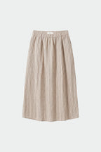 Striped Linen Skirt - Stone