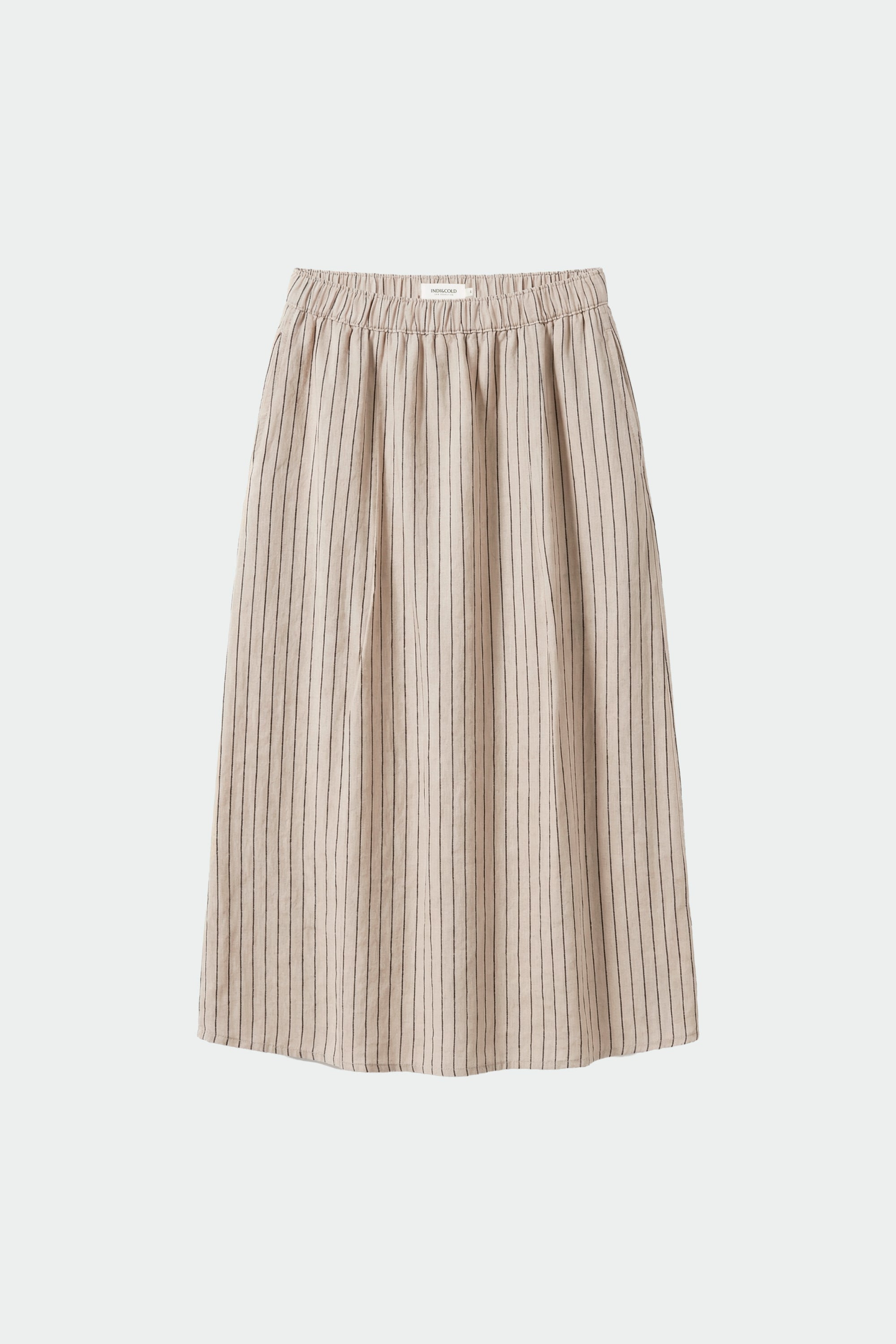 Striped Linen Skirt - Stone