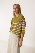 Breton Stripe Jumper - Khaki