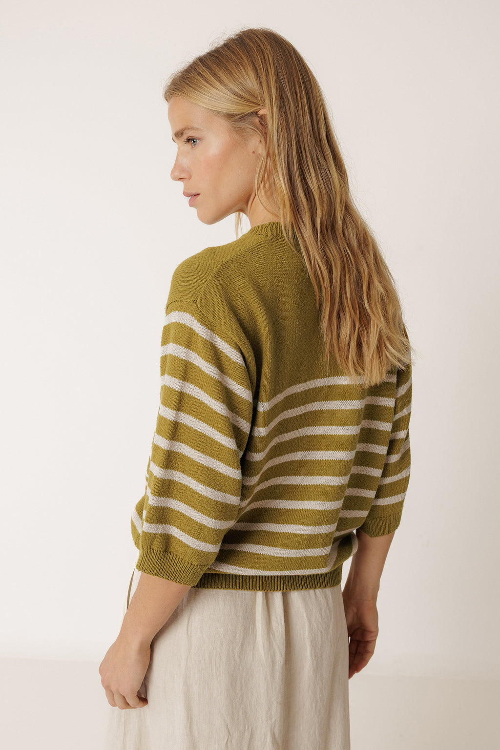 Breton Stripe Jumper - Khaki