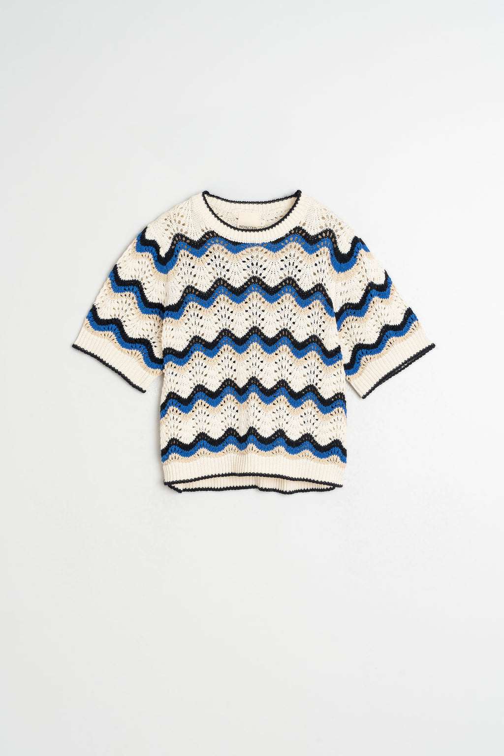 Crochet Zigzag Pattern Jumper - British Blue